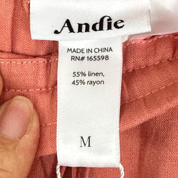 NEW Andie Swim‎ Graciosa Shorts Linen Blend Coral Tassel Tie Vacation Size Med - Picture 6 of 7